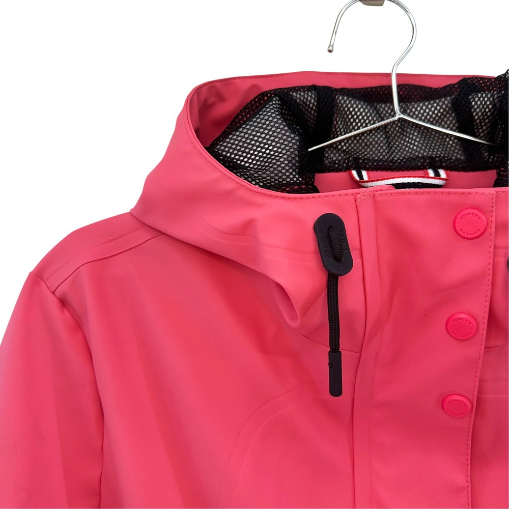 HUNTER Waterproof Rubberized Hooded Rain Jacket • Medium • coral pink chic - Picture 2 of 10